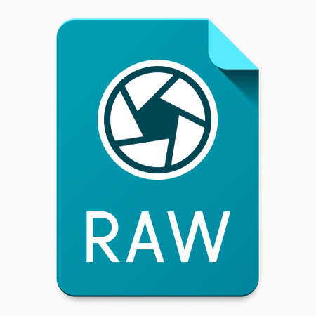 Flat material design RAW file type icon. Graphical user interface element for applications, websites &amp; data servicesのイラスト素材