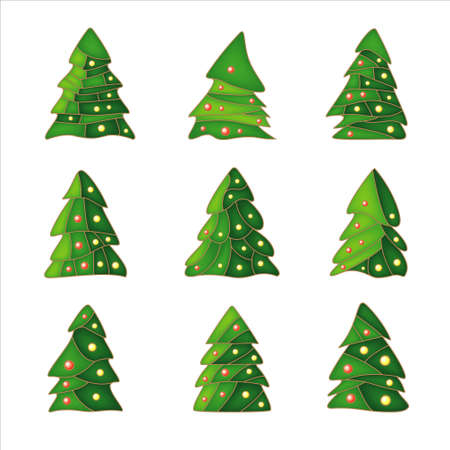 Vector image of Christmas trees as iconsのイラスト素材