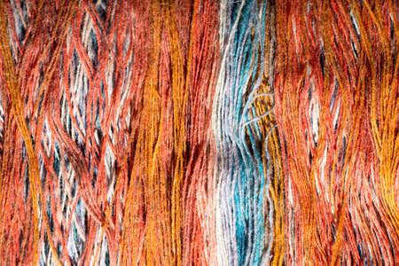 Yarn from natural natural material in various colorsの写真素材