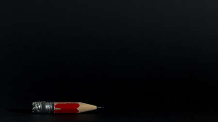Elements of the red pencil on a white background