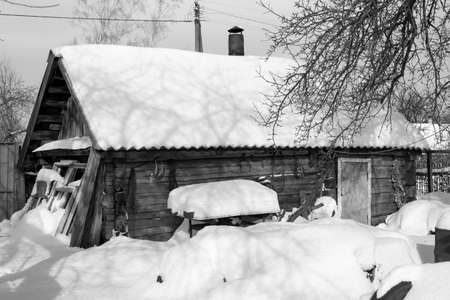 Winter architecture under a white and clear snow coverの写真素材