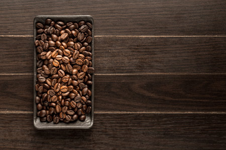 Coffee in grains, morning aroma of fresh coffeeの写真素材