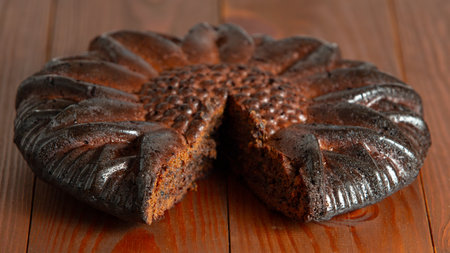 Homemade cakes, delicious pie with sweet fillingの写真素材