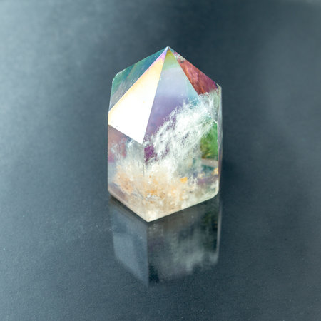 Tinted quartz, a natural mineral with beautiful texture and transparencyの写真素材