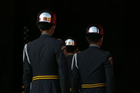 Tourist attraction of honour guard in taipei taiwanの写真素材