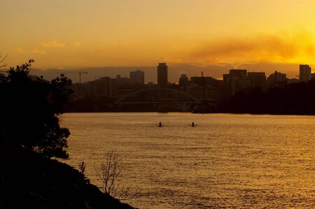 River view city life silhouette の写真素材