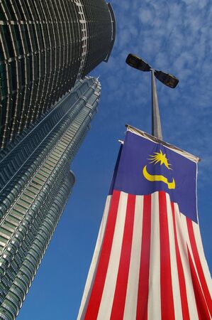 Malaysian national flag outside the petronas twin towers