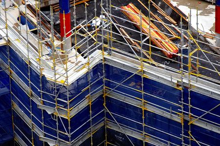 development construction site showing scafold framework pattern