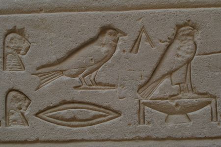 hieroglyphics on famous eygpt temple of Philae aswanの写真素材
