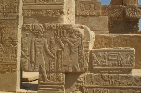 hieroglyphics on famous eygpt temple of Philae aswanの写真素材