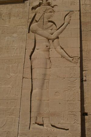 hieroglyphics on famous eygpt temple of Philae aswanの写真素材