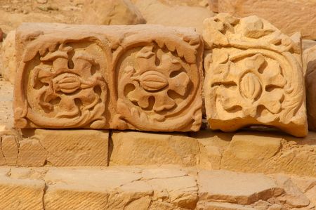Stone carving remnants details in petra jordanの写真素材