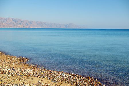 The red sea taba nuwebia Egypt overlooking the cliffs of Saudi Arabia