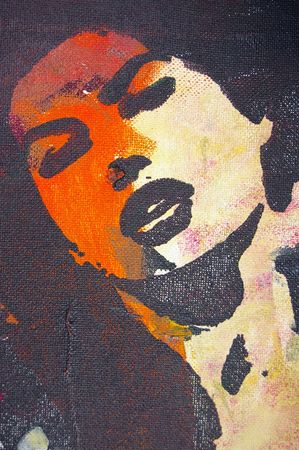 original oil painting on canvas for giclee, background or concept.pop portrait of womans face の写真素材