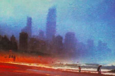 original artwork oil painting on stretched canvasの写真素材