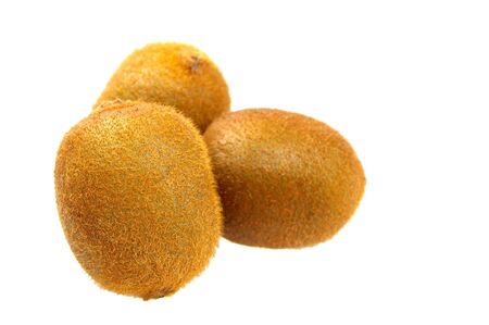 brown Kiwi fruit isolated on white backgroundの写真素材