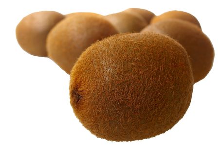 brown Kiwi fruit isolated on white backgroundの写真素材