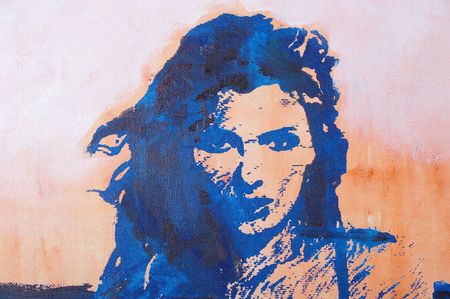 Original oil painting artwork on textured canvasの写真素材