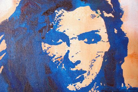 Original oil painting artwork on textured canvasの写真素材