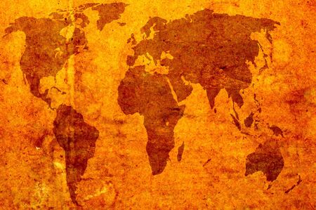 world map brown grunge art background style