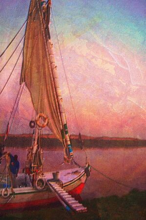 original oil painting of A Felucca on the nile 