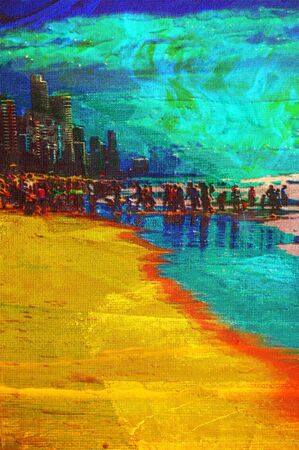 original artwork oil painting on stretched canvas の写真素材