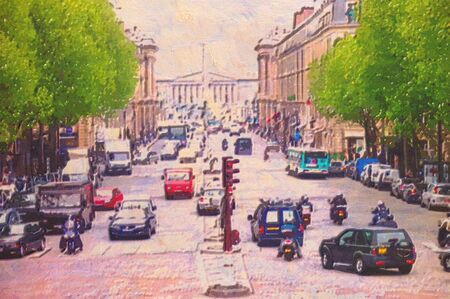 original oil painting of the champ elysees parisの写真素材