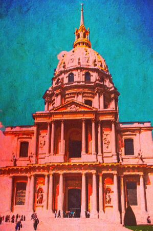 original oil painting of Hotel des invalides parisの写真素材