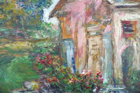 detail original artwork oil painting on stretched canvas for backdrop giclee textureの写真素材