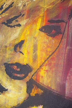 original artwork oil painting on stretched canvasの写真素材