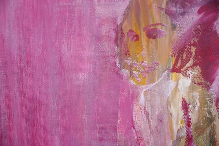 original artwork oil painting on stretched canvasの写真素材