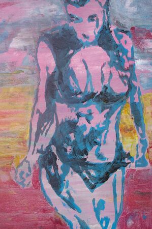 original artwork oil painting on stretched canvasの写真素材