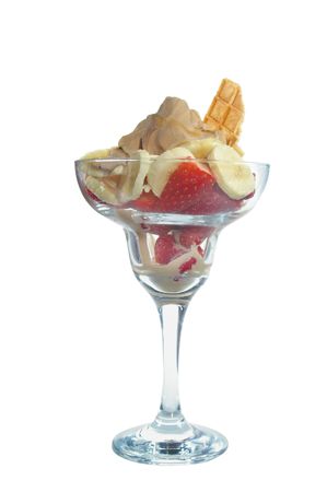coffee flavoured banana split in champagne glassの写真素材