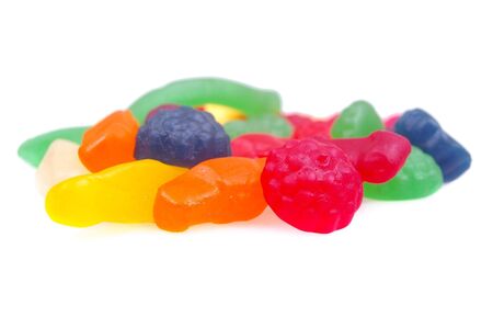 soft colored jelly lollies isolated over whiteの写真素材