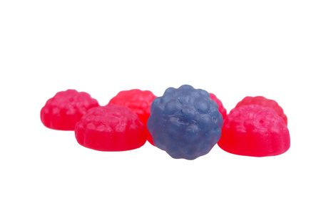 soft colored jelly lollies isolated over whiteの写真素材