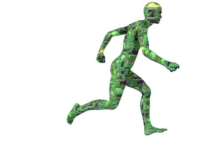 circuit man running technology concept render