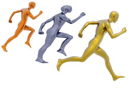 running winning gold medal business metaphor renderの写真素材