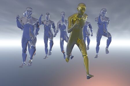 running winning gold medal business metaphor renderの写真素材