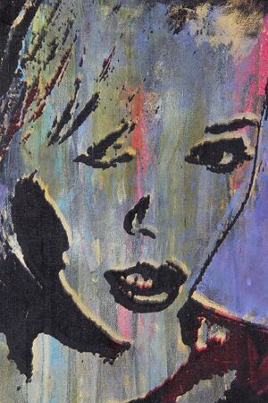original oil painting on textured cotton canvas の写真素材