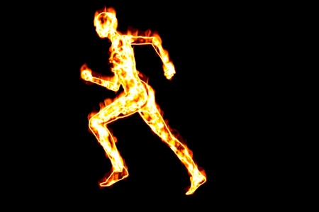 fire woman running concept render image isolatedの写真素材