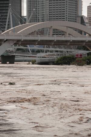 BRISBANE, AUSTRALIA - JAN 13 : Flood  Brisbane south bank area January 13, 2011 in Brisbane, Australia のeditorial素材