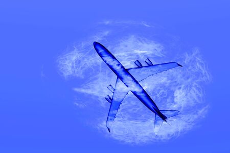 plane overhead blue water sky 3d renderの写真素材