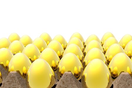 golden nest egg render in carton trayの写真素材