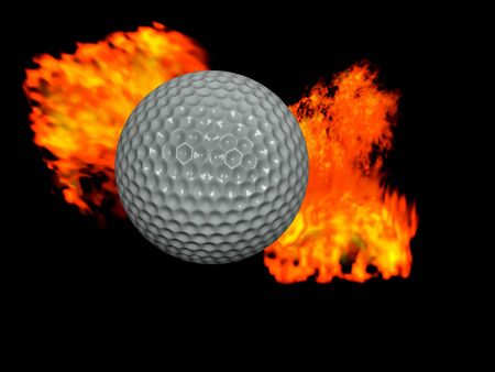 golf ball on fire concept sports renderの写真素材