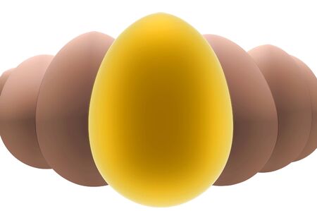 gold nest egg 3d render concept imageの写真素材
