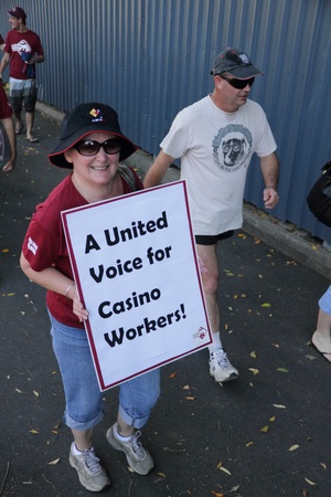 BRISBANE, AUSTRALIA - MAY 2 : Labour day street march protesting casino workers rigths  May 2, 2011 in Brisbane, Australia のeditorial素材
