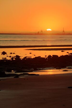 sandgate beach brisbane australia hdr sunrise background imageの写真素材