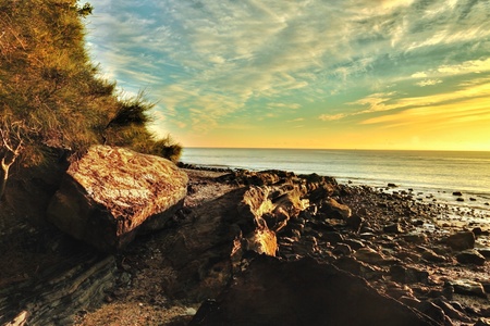 hdr beach brisbane australiaの写真素材