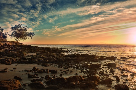 hdr beach brisbane australiaの写真素材