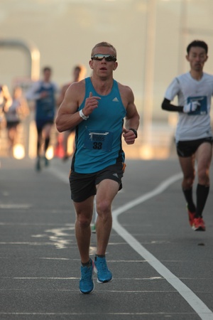 BRISBANE, AUSTRALIA - SEPTEMBER 02 : Tom Beechey  participating in the "Bridge to Brisbane" charity fun run on September 02, 2012 in Brisbane, Australiaのeditorial素材